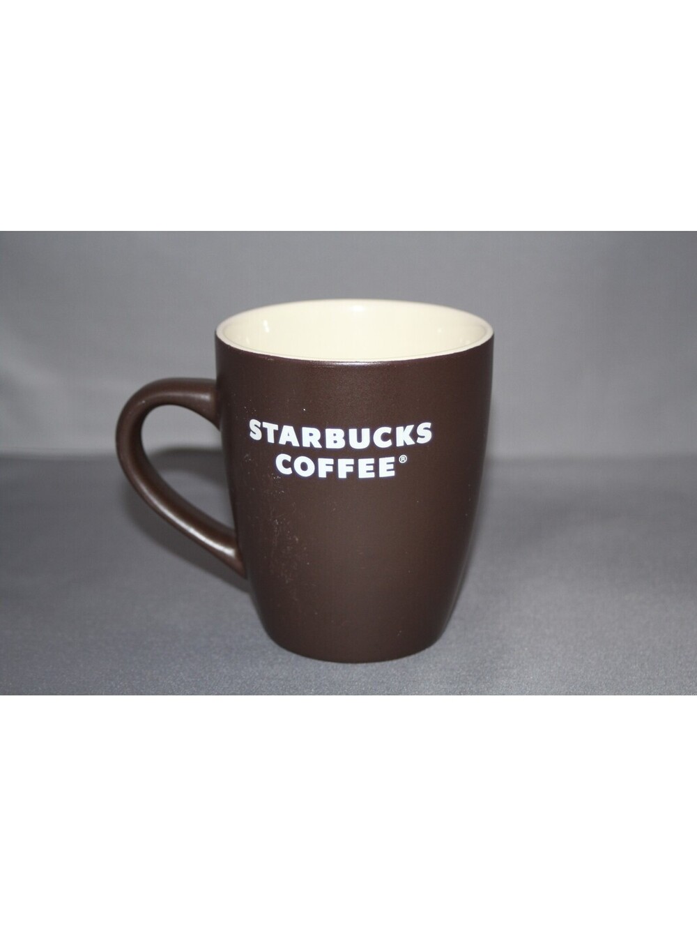 STARBUCKS COFFEE Vintage Matte Brown and Cream Ceramic Coffee Mug 2008